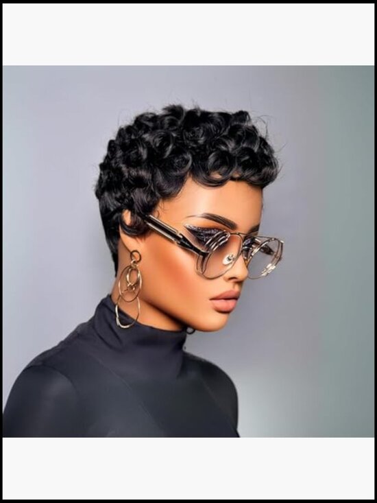 Curly Pixie Cut Wig for Black Women Short Layered Human Hair Glueless Wear and main image 4